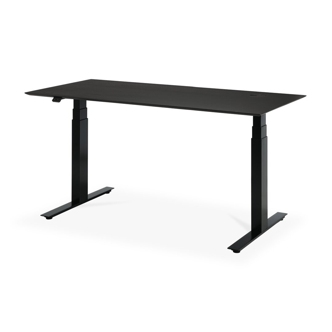 Ethnicraft Eiche Bok - verstellbarer Schreibtisch - Schwarz - B160 x H64 x T80 cm
