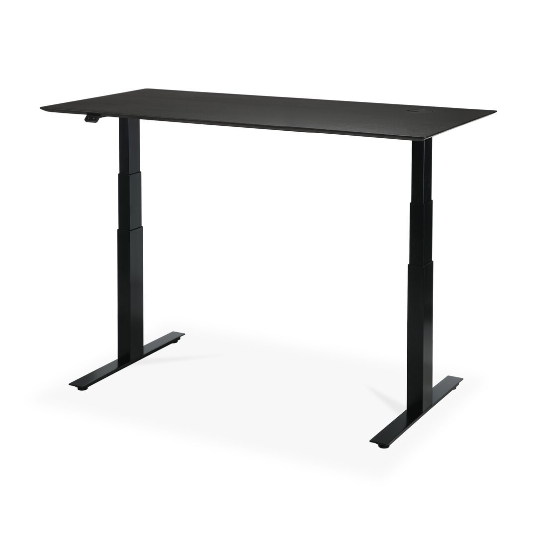 Ethnicraft Eiche Bok - verstellbarer Schreibtisch - Schwarz - B160 x H64 x T80 cm