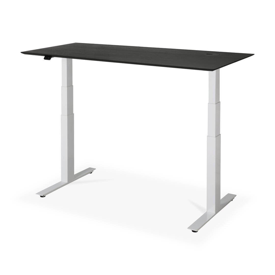 Ethnicraft Eiche Bok - verstellbarer Schreibtisch - Weiß - B160 x H64 x T80 cm