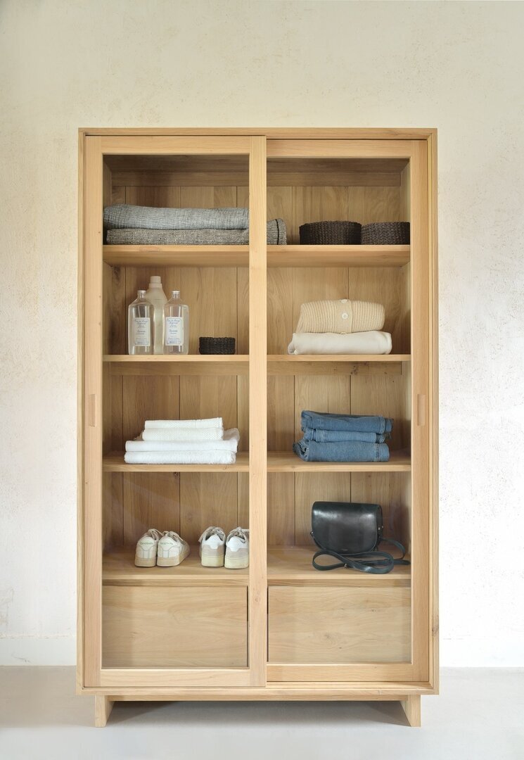 Ethnicraft Wave Schrank - Vitrine - Eiche - 2 Türen - 2 Schubladen
