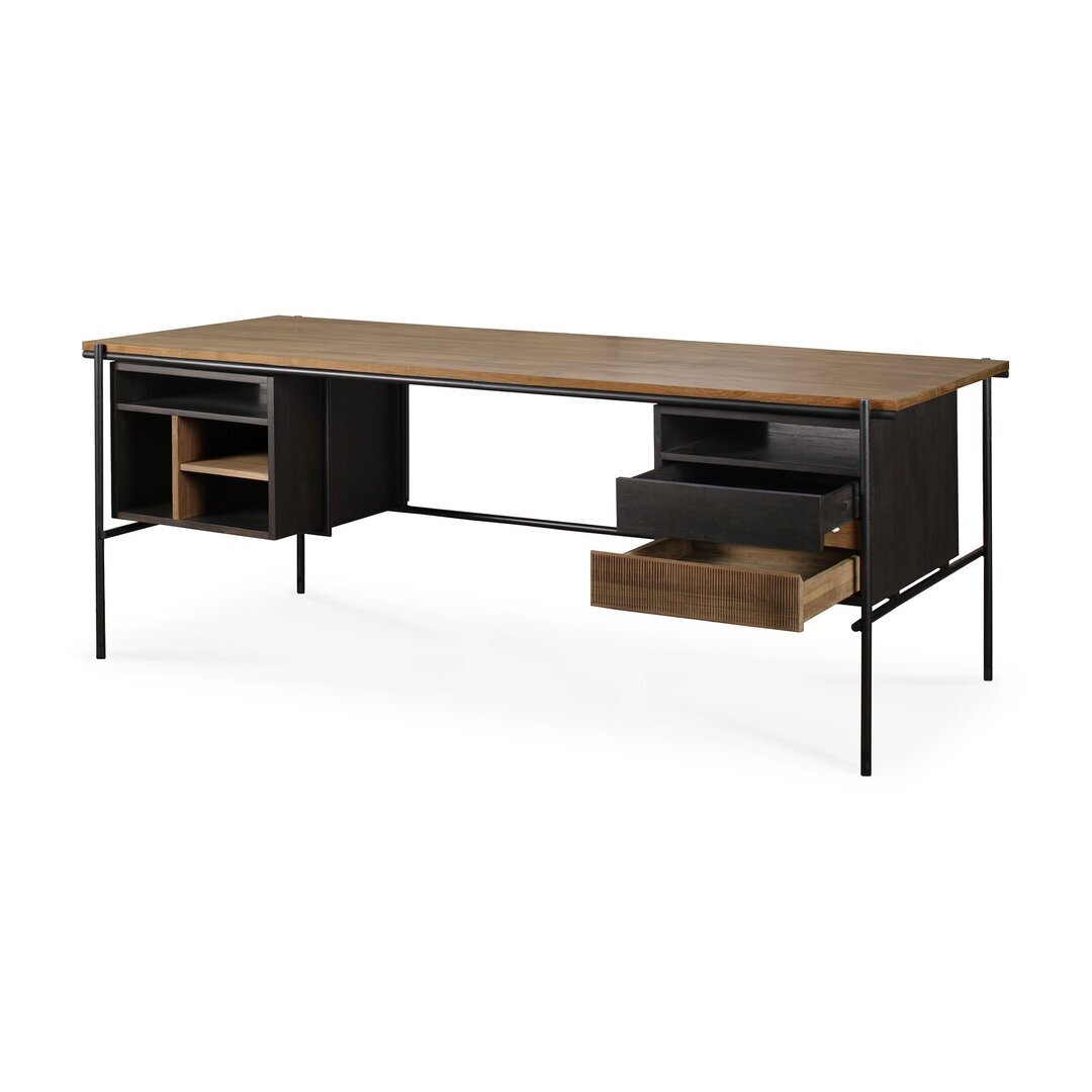 Ethnicraft Oscar Schreibtisch - Teak - 2 Schubladen - rechtekig