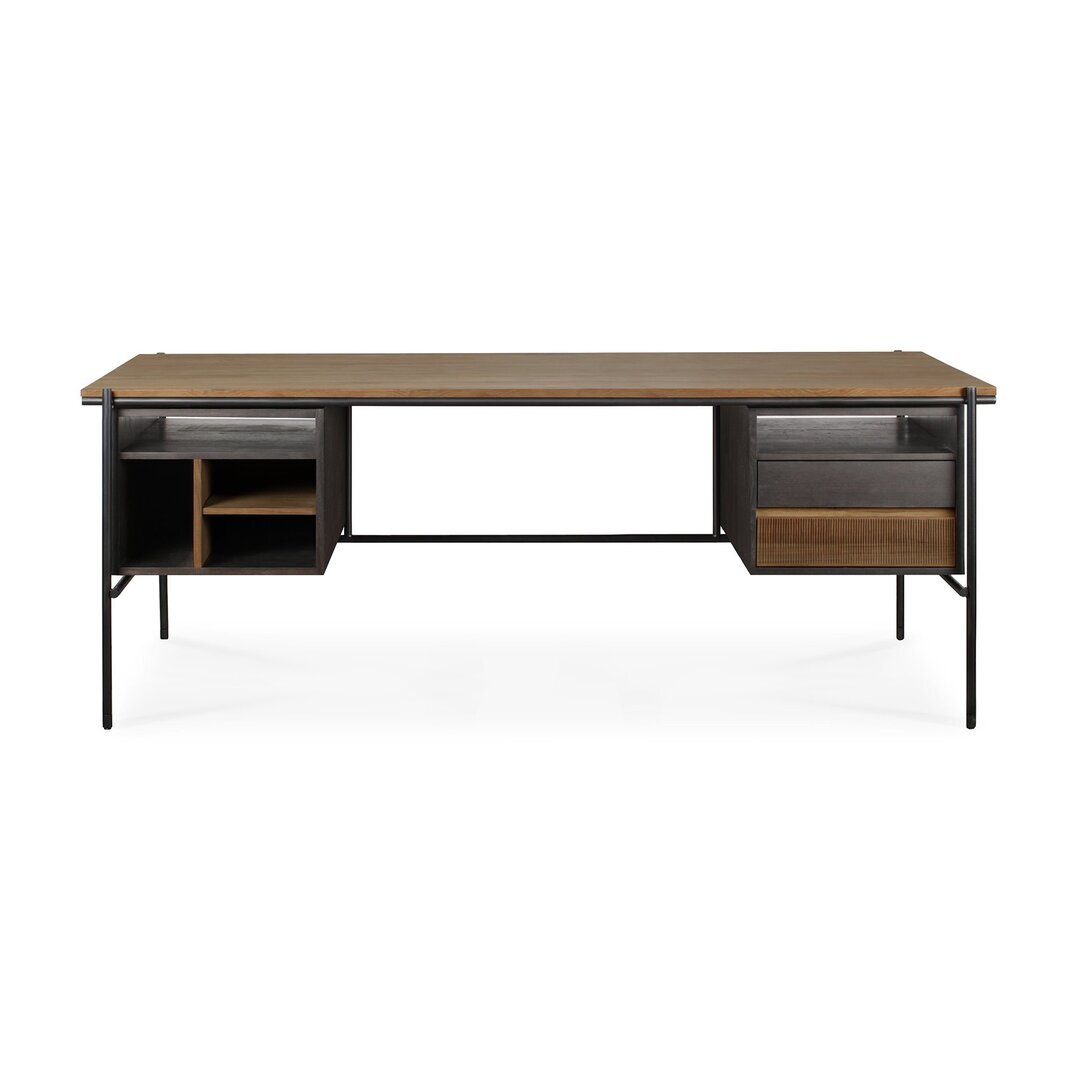 Ethnicraft Oscar Schreibtisch - Teak - 2 Schubladen - rechtekig
