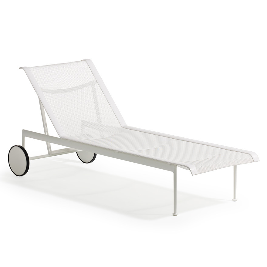 Knoll 1966 Adjustable Chaise - White with White Mesh & Strap