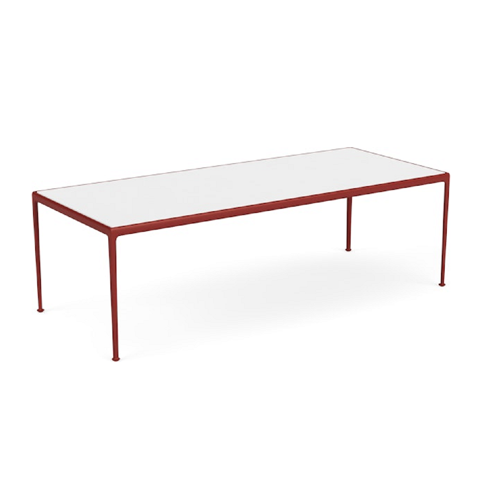 Knoll International 1966 Dining Table - Rectangle, 90" x 38"-Porcelain, Dark Red Frame