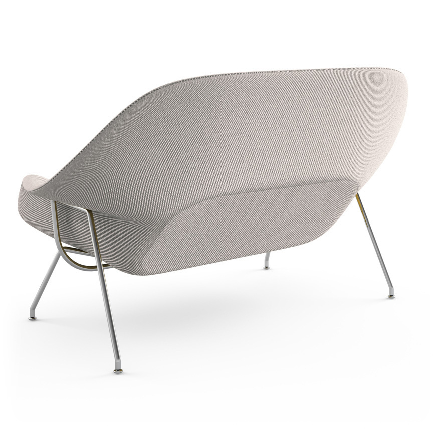 Knoll Womb Settee - Polished Chrome - Cato, Sand