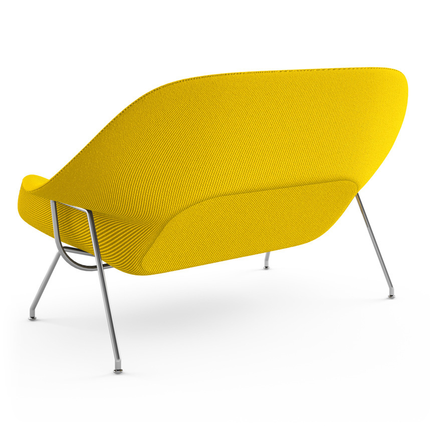 Knoll Womb Settee - Polished Chrome - Cato, Yellow
