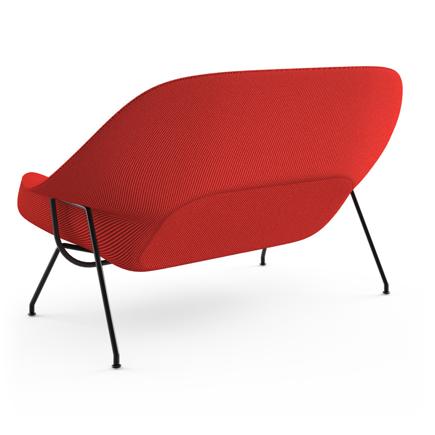 Knoll Womb Settee - Black - Cato, Fire Red