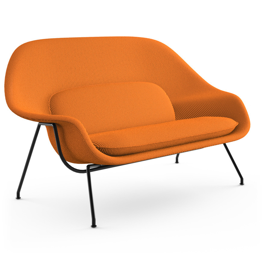 Knoll Womb Settee - Black - Cato, Orange