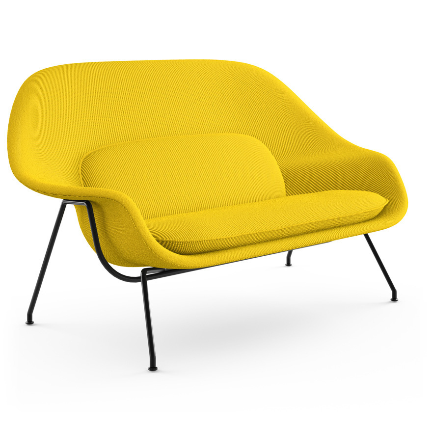 Knoll Womb Settee - Black - Cato, Yellow
