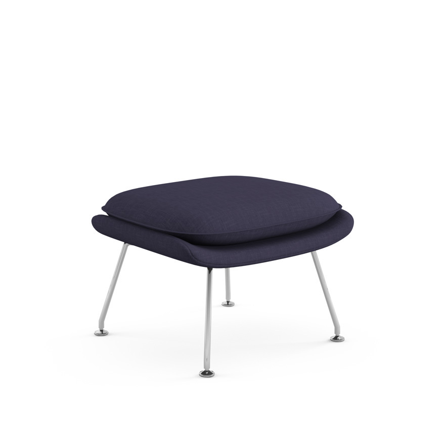 Knoll Womb Ottoman - Polished Chrome