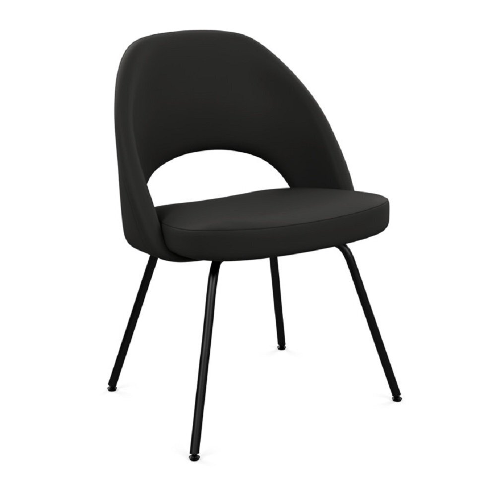 Knoll Saarinen Conference Stuhl - Stuhlbeine schwarz lackiert - Leder Bellagio Black