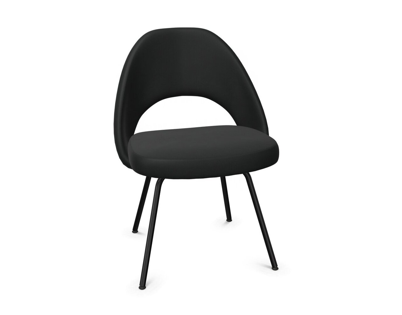 Knoll Saarinen Conference Stuhl - Stuhlbeine schwarz verchromt - Leder Bellagio Black