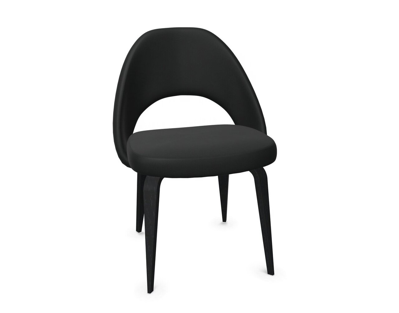 Knoll Saarinen Conference Stuhl - Stuhlbeine Eiche Natur gebeizt - Leder Bellagio Black