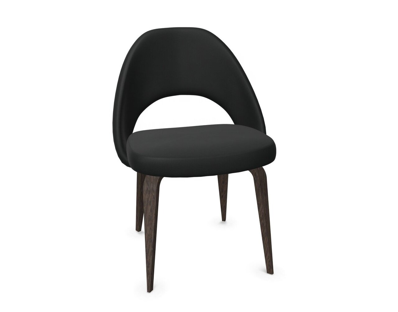 Knoll Saarinen Conference Stuhl - Stuhlbeine Eiche Steingrau gebeizt - Leder Bellagio Black