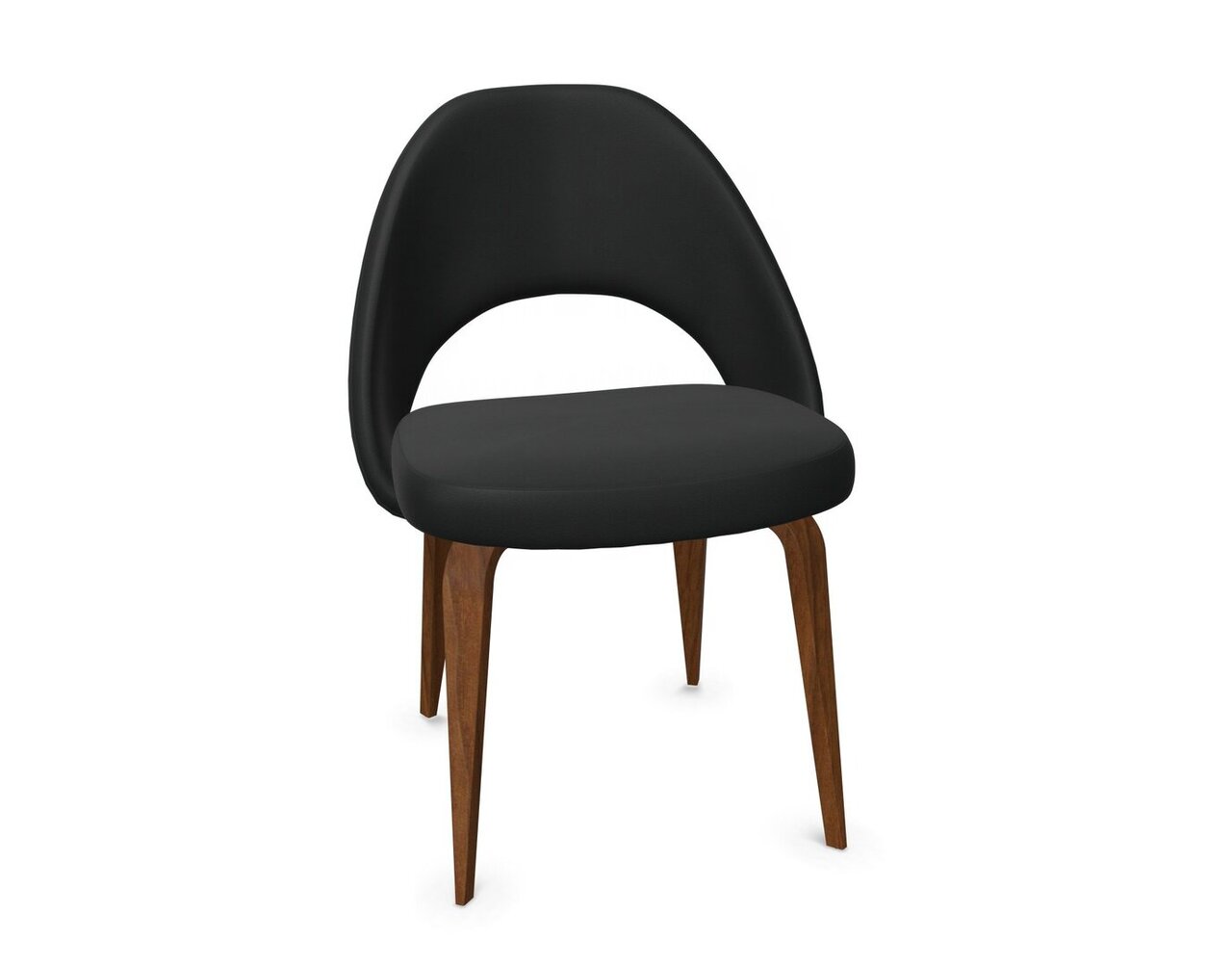 Knoll Saarinen Conference Stuhl - Stuhlbeine Eiche Walnuss gebeizt - Leder Bellagio Black