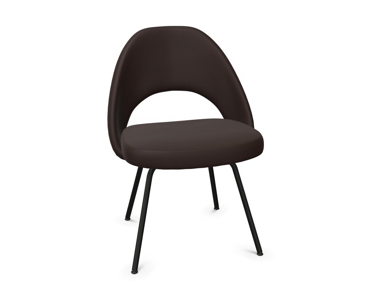 Knoll Saarinen Conference Stuhl - Stuhlbeine schwarz lackiert - Leder Dark Brown 