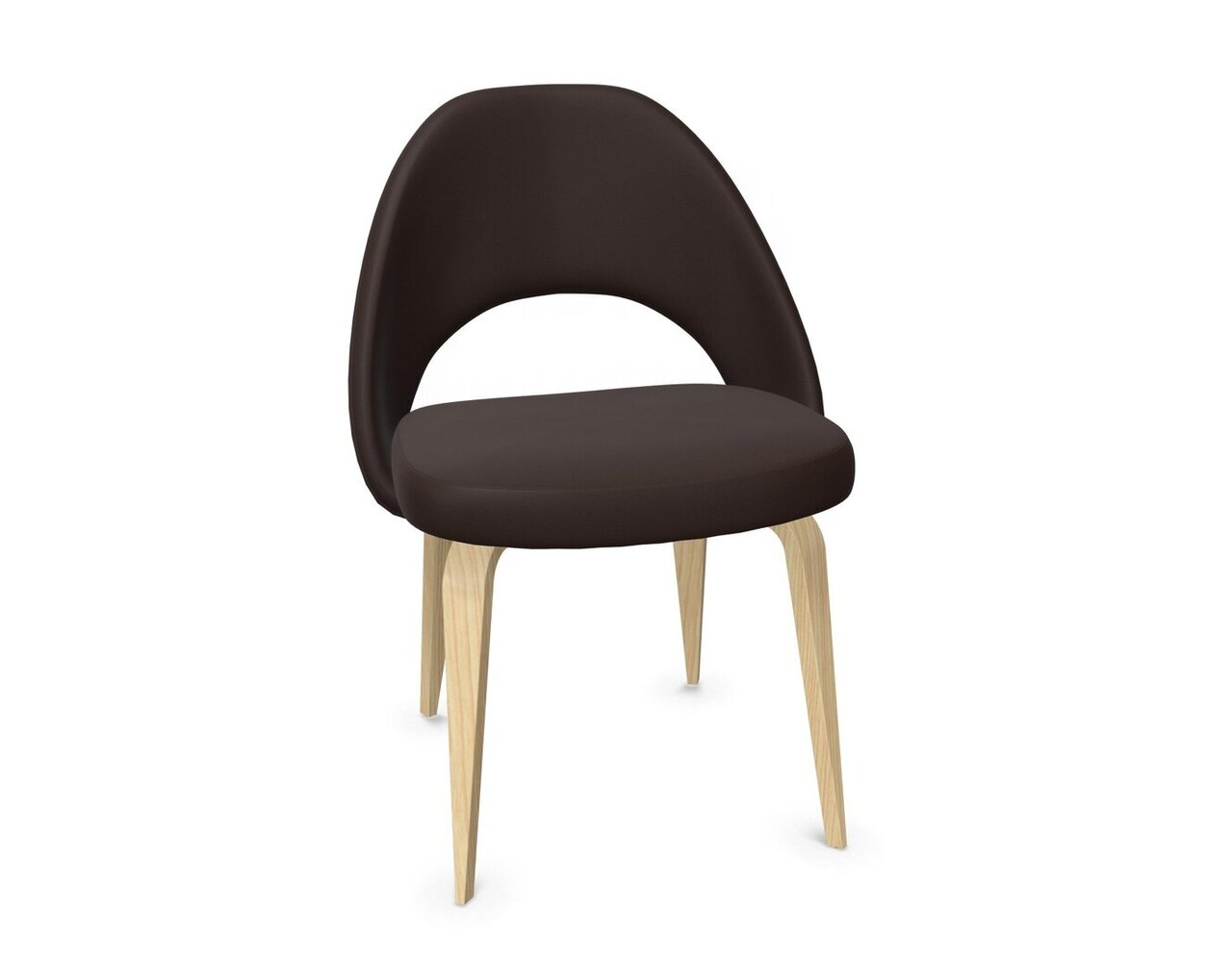 Knoll Saarinen Conference Stuhl - Stuhlbeine Eiche Natur gebeizt - Leder Dark Brown 