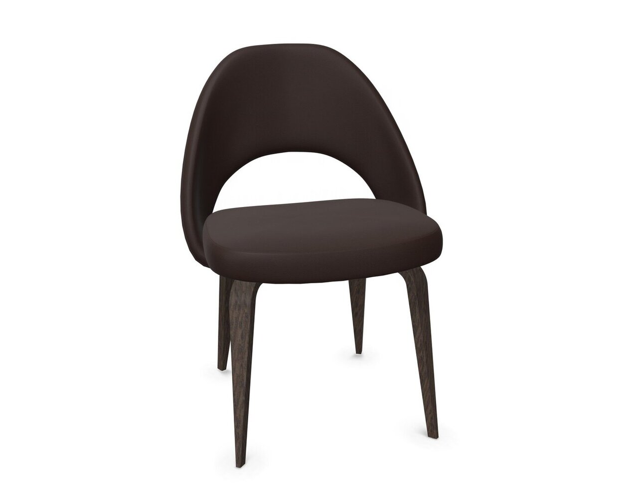 Knoll Saarinen Conference Stuhl - Stuhlbeine Eiche Steingrau gebeizt  - Leder Dark Brown 
