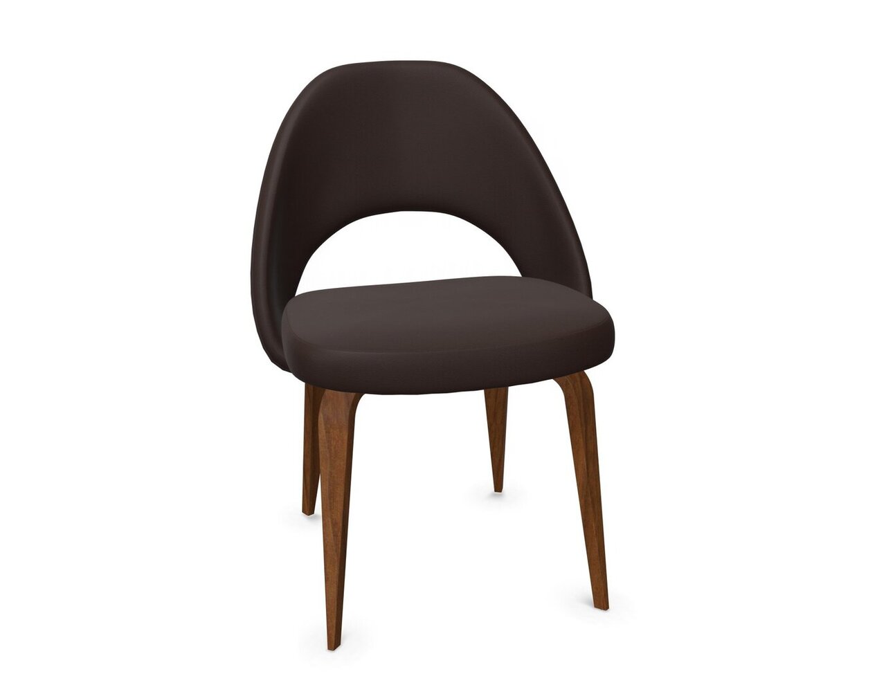 Knoll Saarinen Conference Stuhl - Stuhlbeine Eiche Walnuss gebeizt - Leder Dark Brown 