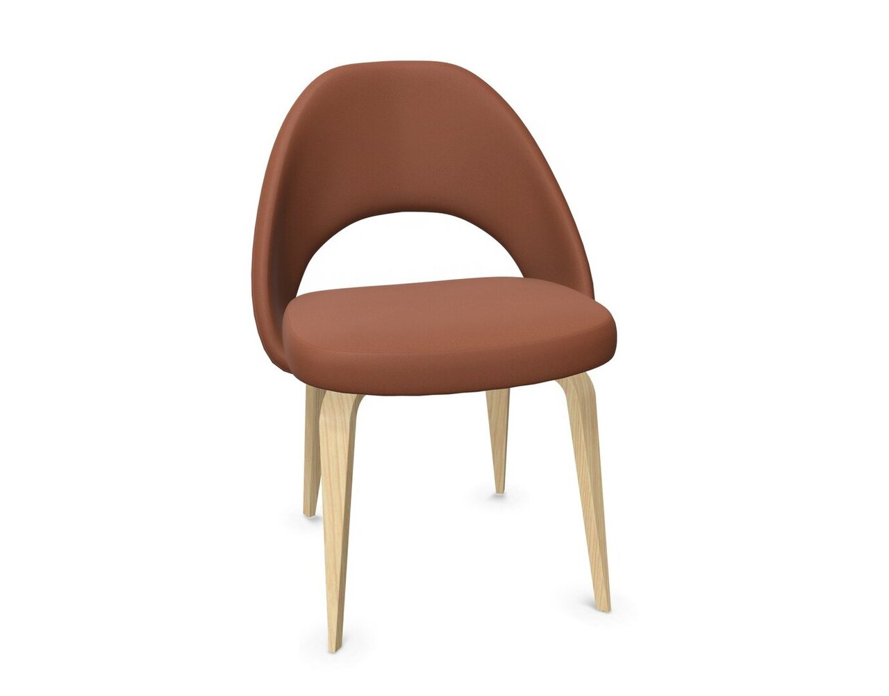 Knoll Saarinen Conference Stuhl - Stuhlbeine Eiche Natur gebeizt - Leder Cognac