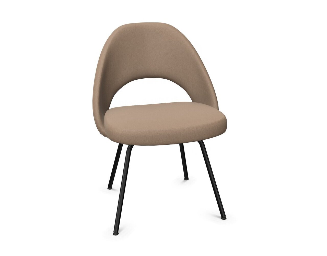 Knoll Saarinen Conference Stuhl - Stuhlbeine schwarz verchromt - Leder Taupe