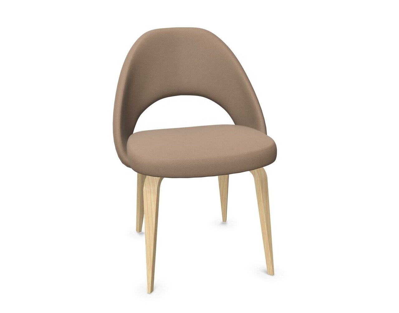 Knoll Saarinen Conference Stuhl - Stuhlbeine Eiche Natur gebeizt - Leder Taupe