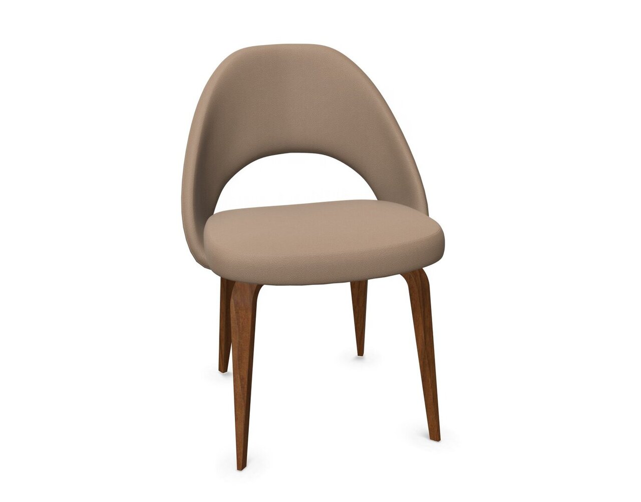 Knoll Saarinen Conference Stuhl - Stuhlbeine Eiche Walnuss gebeizt - Leder Taupe