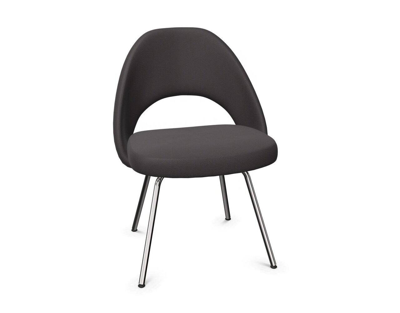 Knoll Saarinen Conference Stuhl - Stuhlbeine verchromt - Leder Charcoal