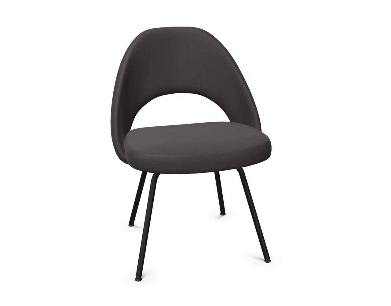 Knoll Saarinen Conference Stuhl - Stuhlbeine schwarz lackiert  - Leder Charcoal