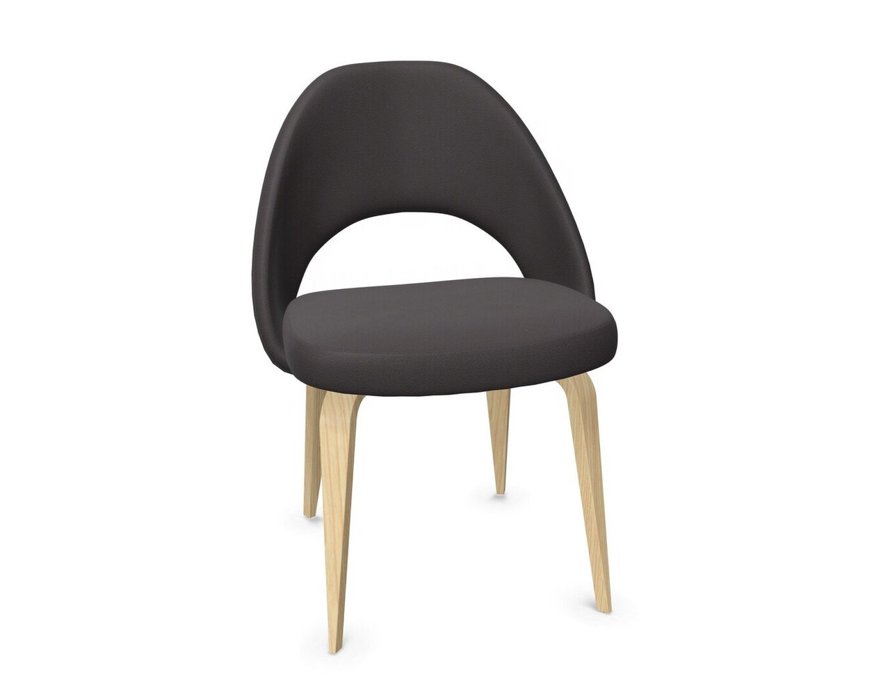 Knoll Saarinen Conference Stuhl - Stuhlbeine Eiche Natur gebeizt - Leder Charcoal