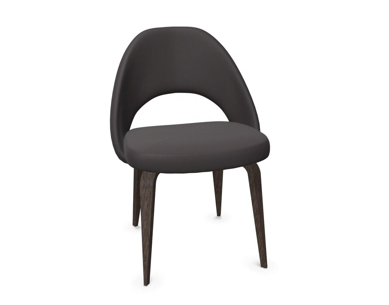 Knoll Saarinen Conference Stuhl - Stuhlbeine Eiche Steingrau gebeizt - Leder Charcoal