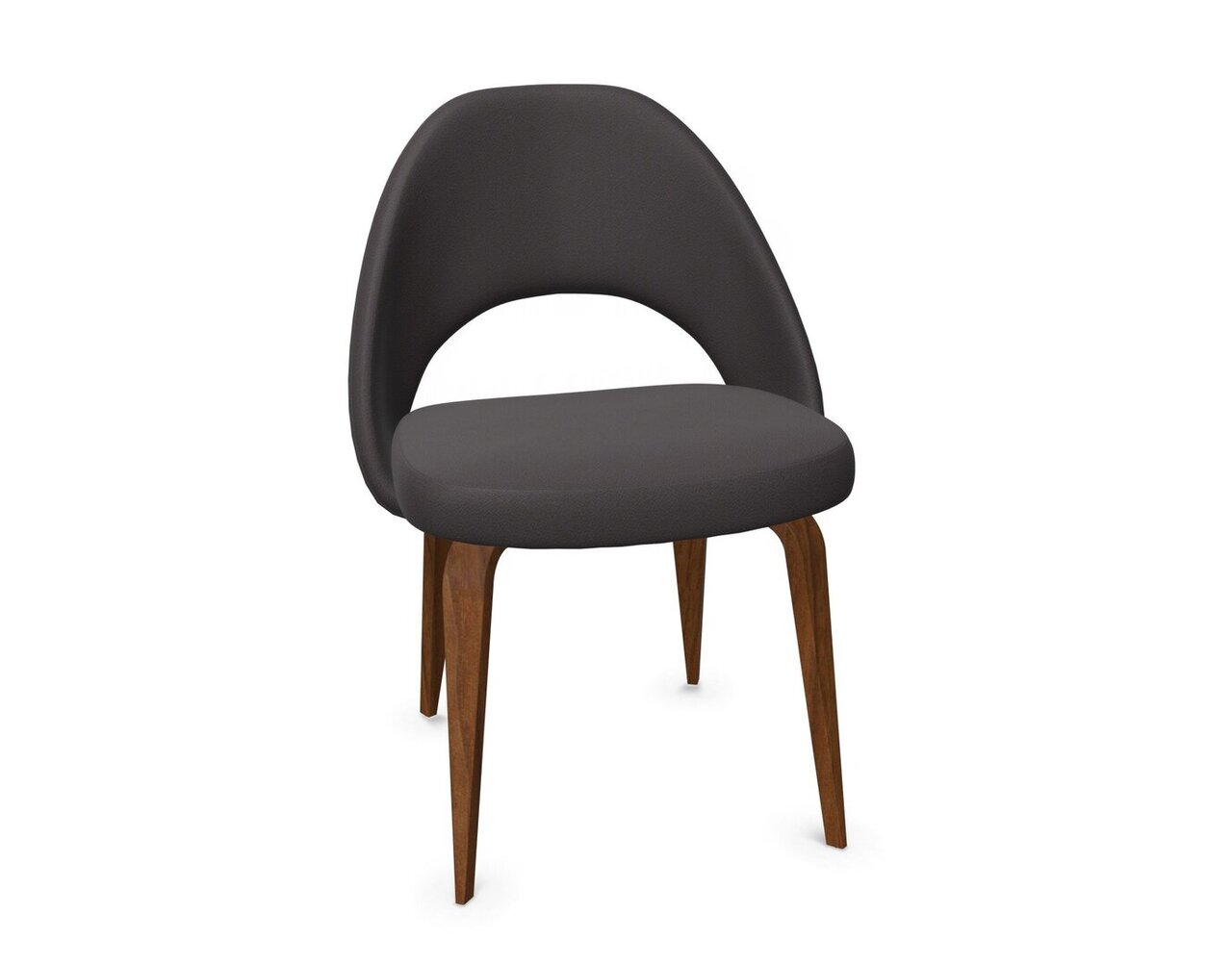 Knoll Saarinen Conference Stuhl - Stuhlbeine Eiche Walnuss gebeizt - Leder Charcoal