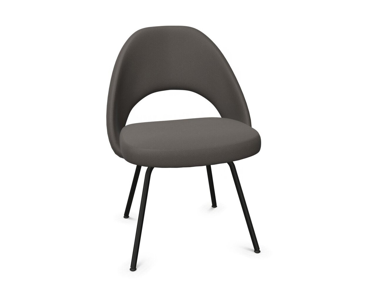 Knoll Saarinen Conference Stuhl - Stuhlbeine schwarz lackiert - Leder Mink Grey