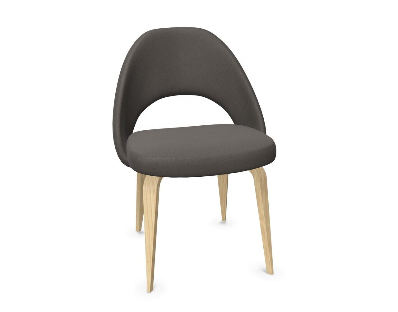 Knoll Saarinen Conference Stuhl - Stuhlbeine Eiche Natur gebeizt  - Leder Mink Grey