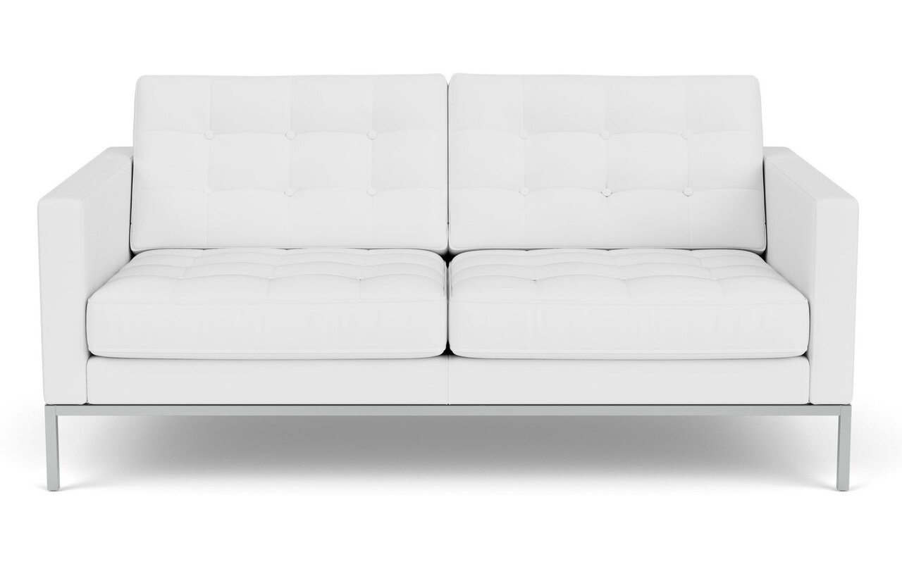 Knoll Florence Knoll Kollektion - Relax 2-Sitzer Sofa - Gestell hochglanzverchromt - Leder Volo White