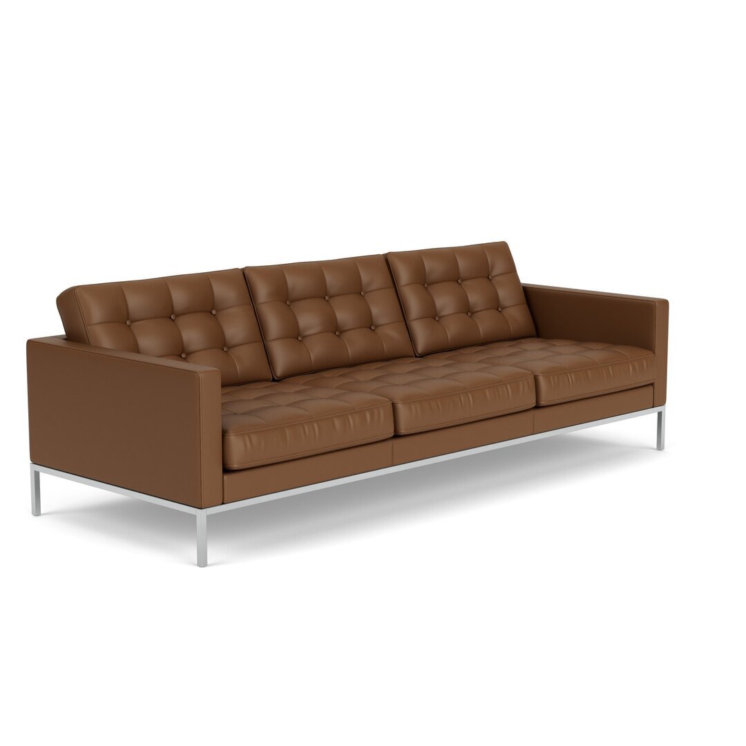 Knoll Florence Knoll Kollektion - Relax 3-Sitzer Sofa - Gestell Hochglanzverchromt - Leder Volo Coffee Bean