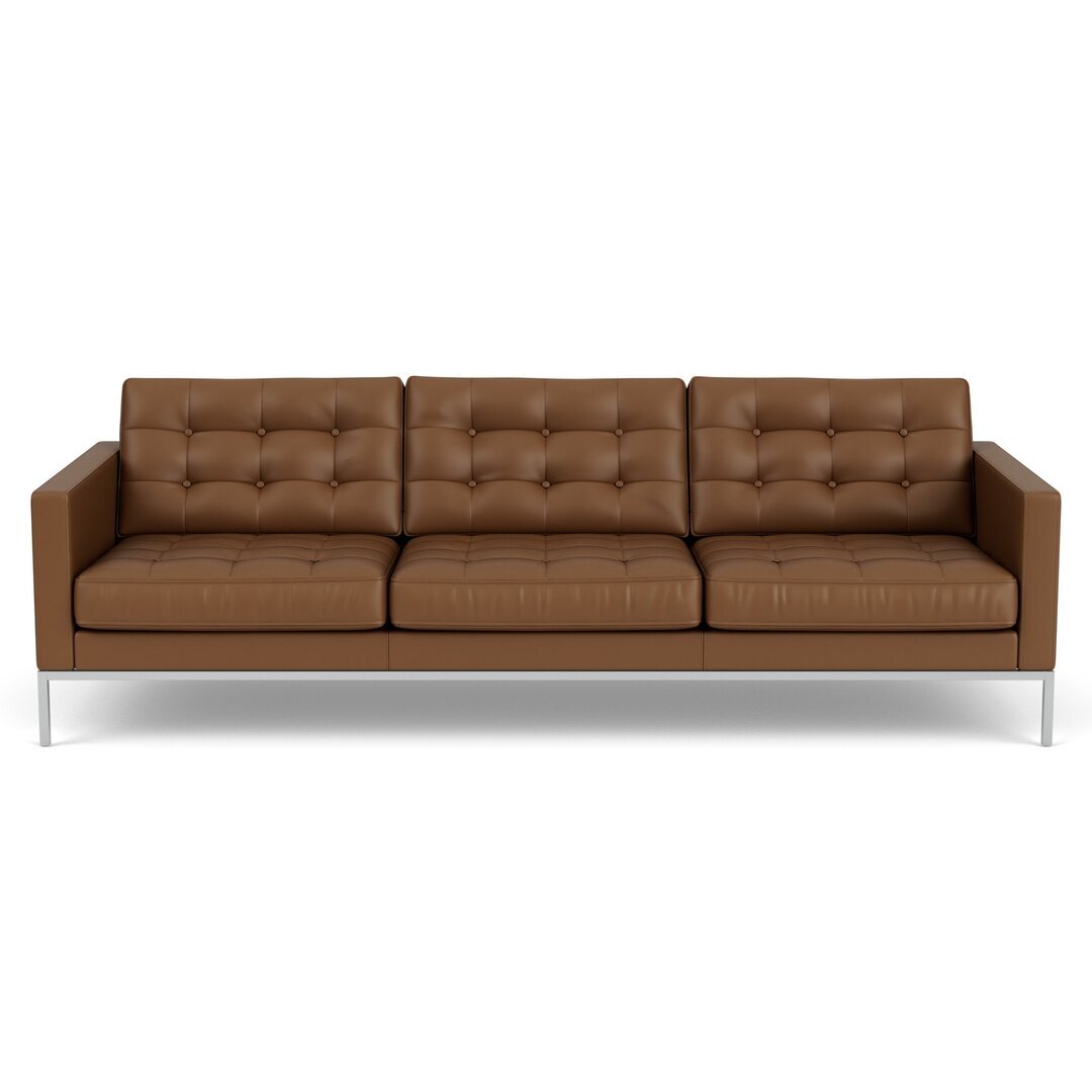 Knoll Florence Knoll Kollektion - Relax 3-Sitzer Sofa - Gestell Hochglanzverchromt - Leder Volo Coffee Bean