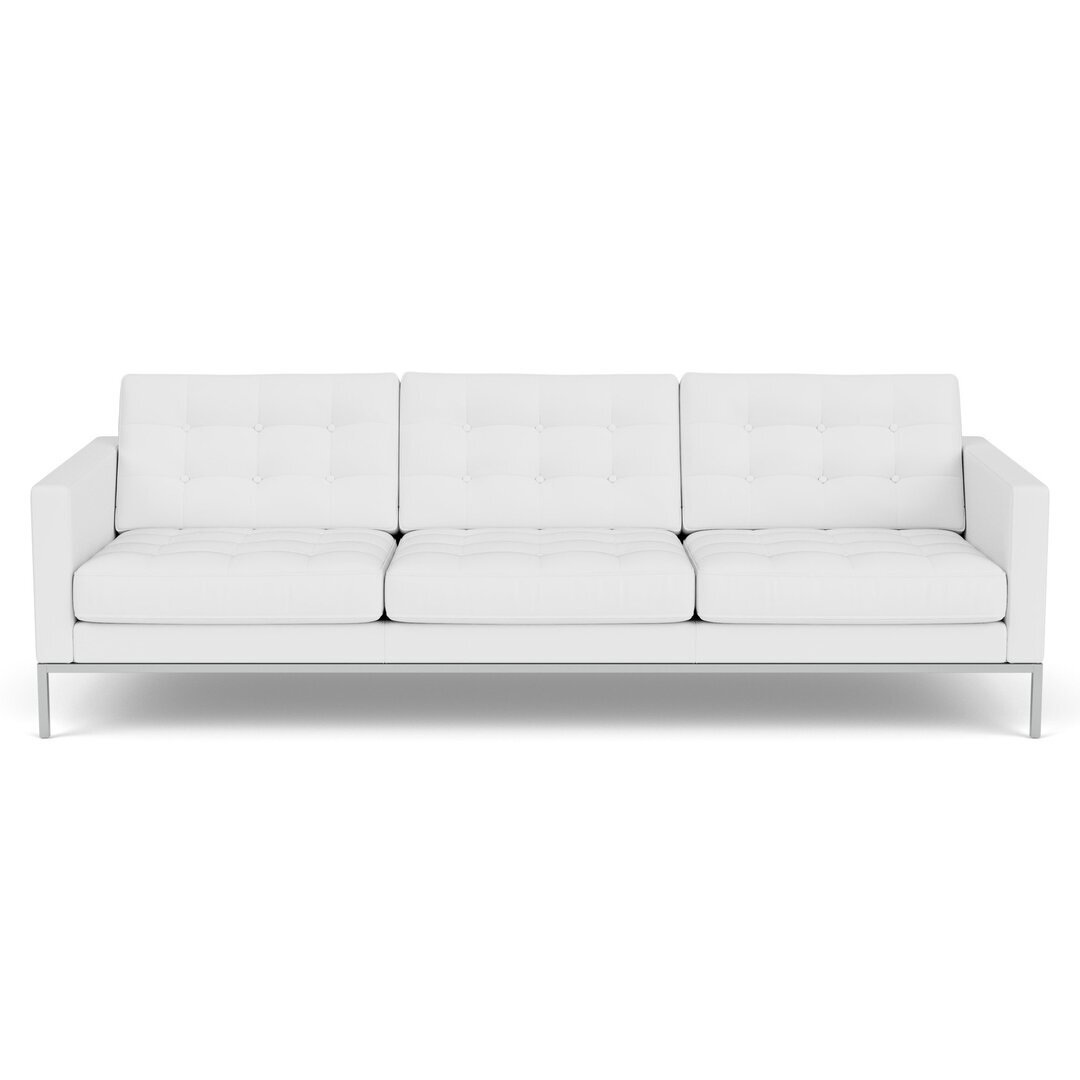 Knoll Florence Knoll Kollektion - Relax 3-Sitzer Sofa - Gestell Hochglanzverchromt - Leder Volo White