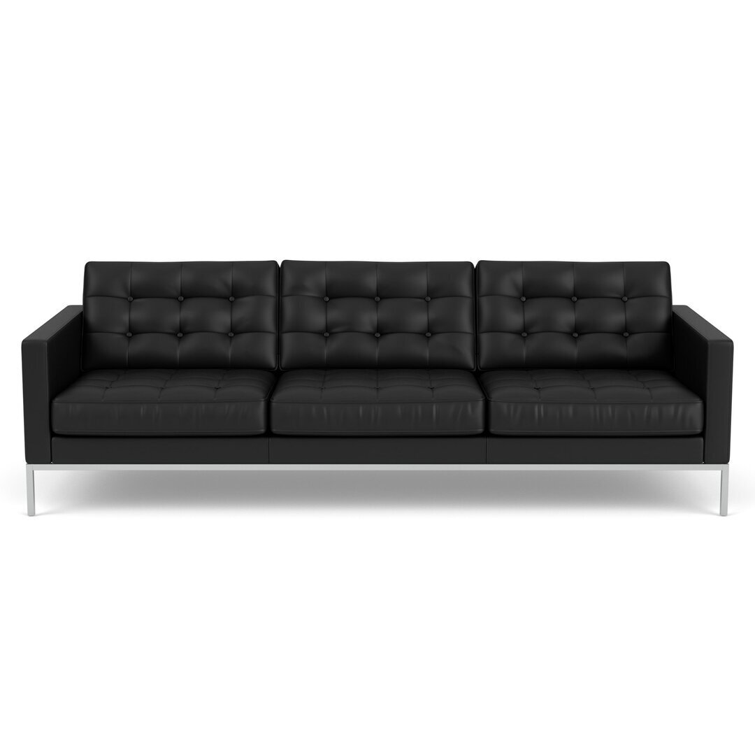 Knoll Florence Knoll Kollektion - Relax 3-Sitzer Sofa - Gestell Hochglanzverchromt - Leder Volo Black