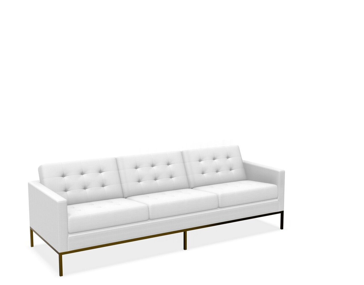 Knoll Florence Knoll Kollektion - Relax 3-Sitzer Sofa - Gestell lackiert, Farbe bronze - Leder Volo White