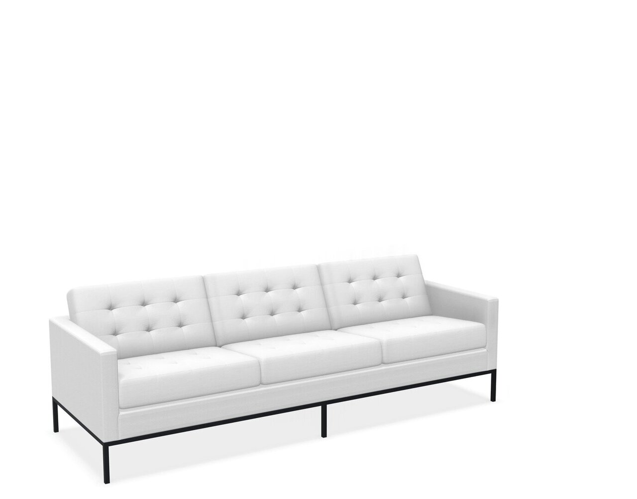 Knoll Florence Knoll Kollektion - Relax 3-Sitzer Sofa - Gestell lackiert, Farbe anthrazit - Leder Volo White