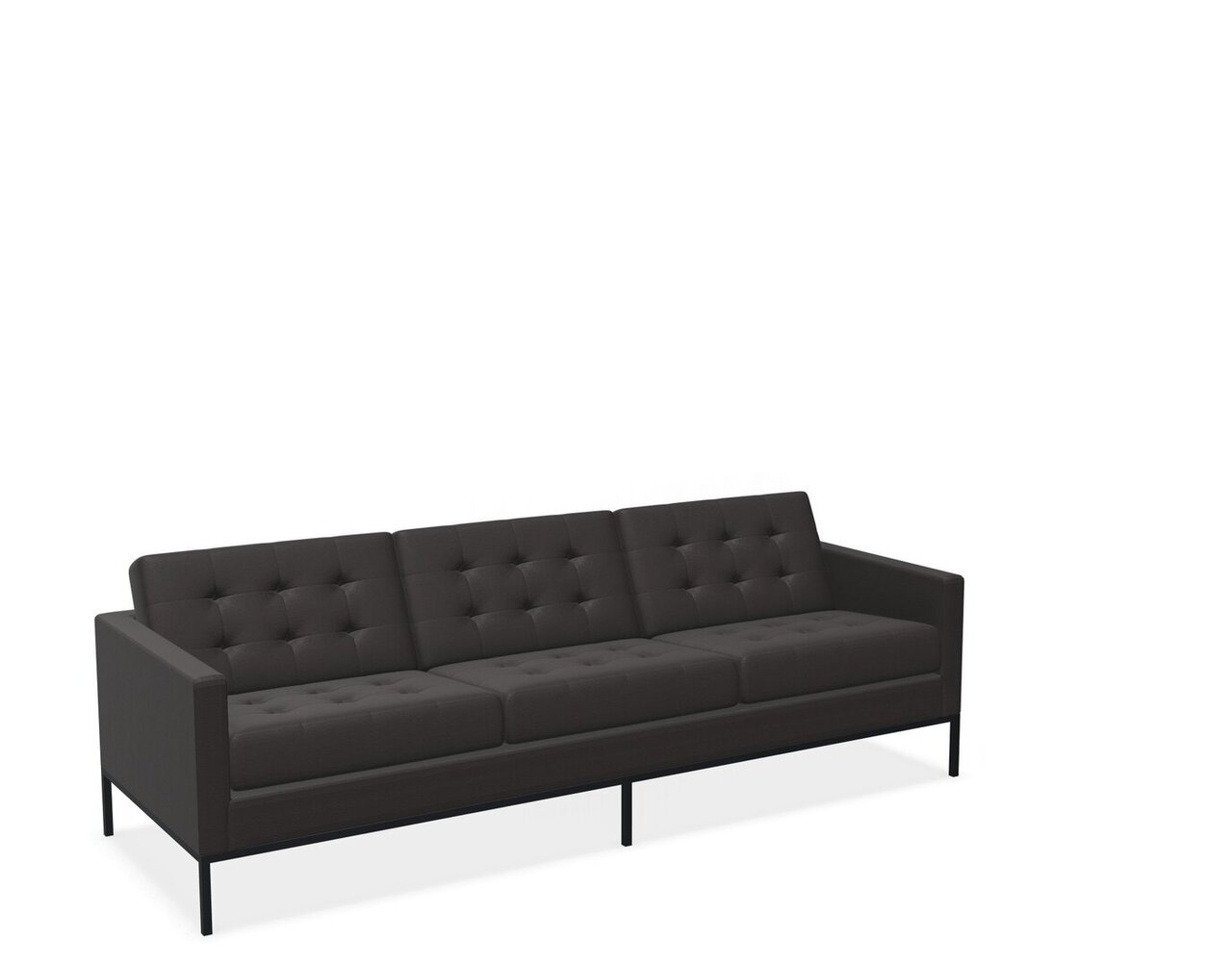 Knoll Florence Knoll Kollektion - Relax 3-Sitzer Sofa - Gestell lackiert, Farbe anthrazit - Leder Volo Black