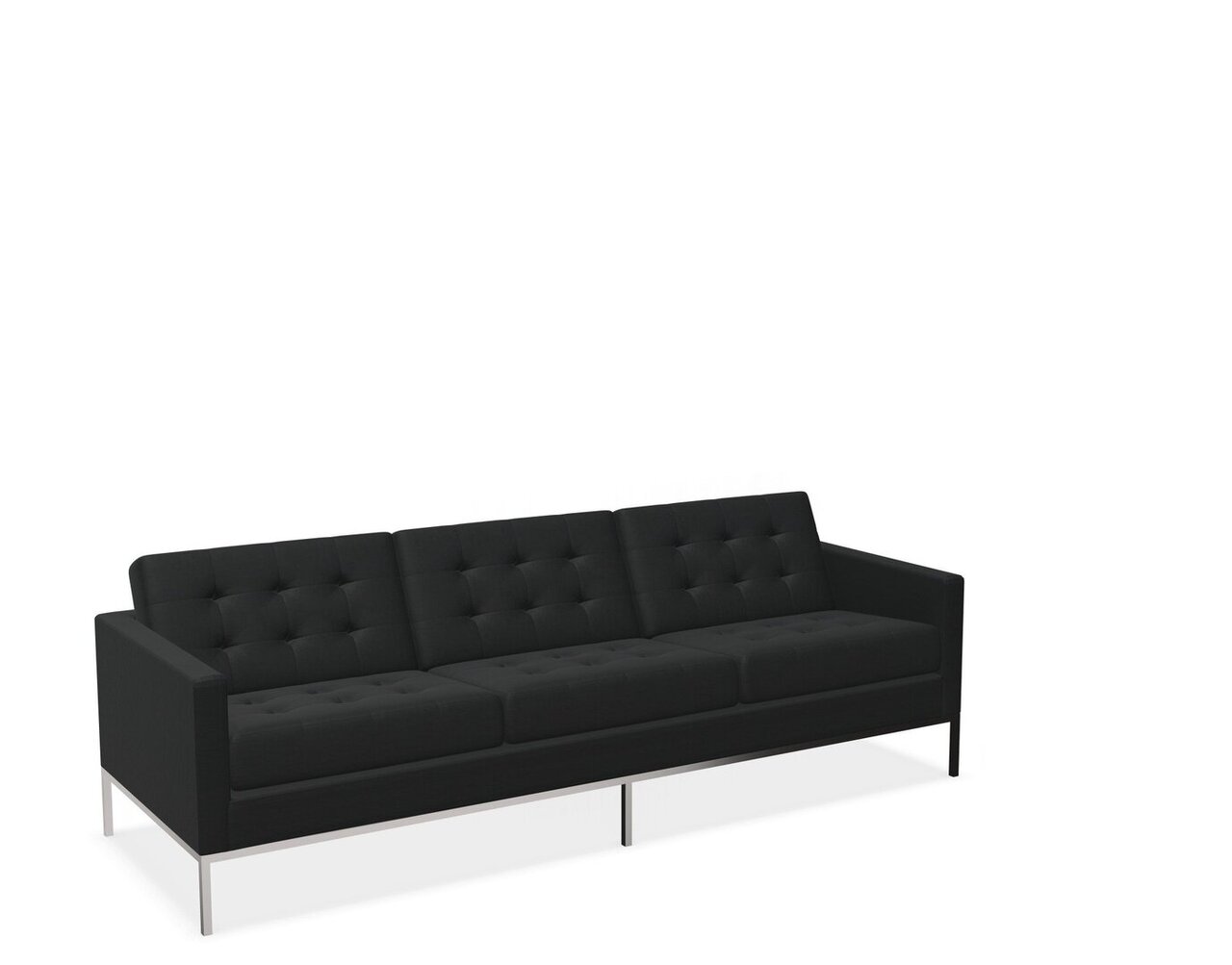 Knoll Florence Knoll Kollektion - Relax 3-Sitzer Sofa - Gestell hochglanzverchromt - Tonus Black