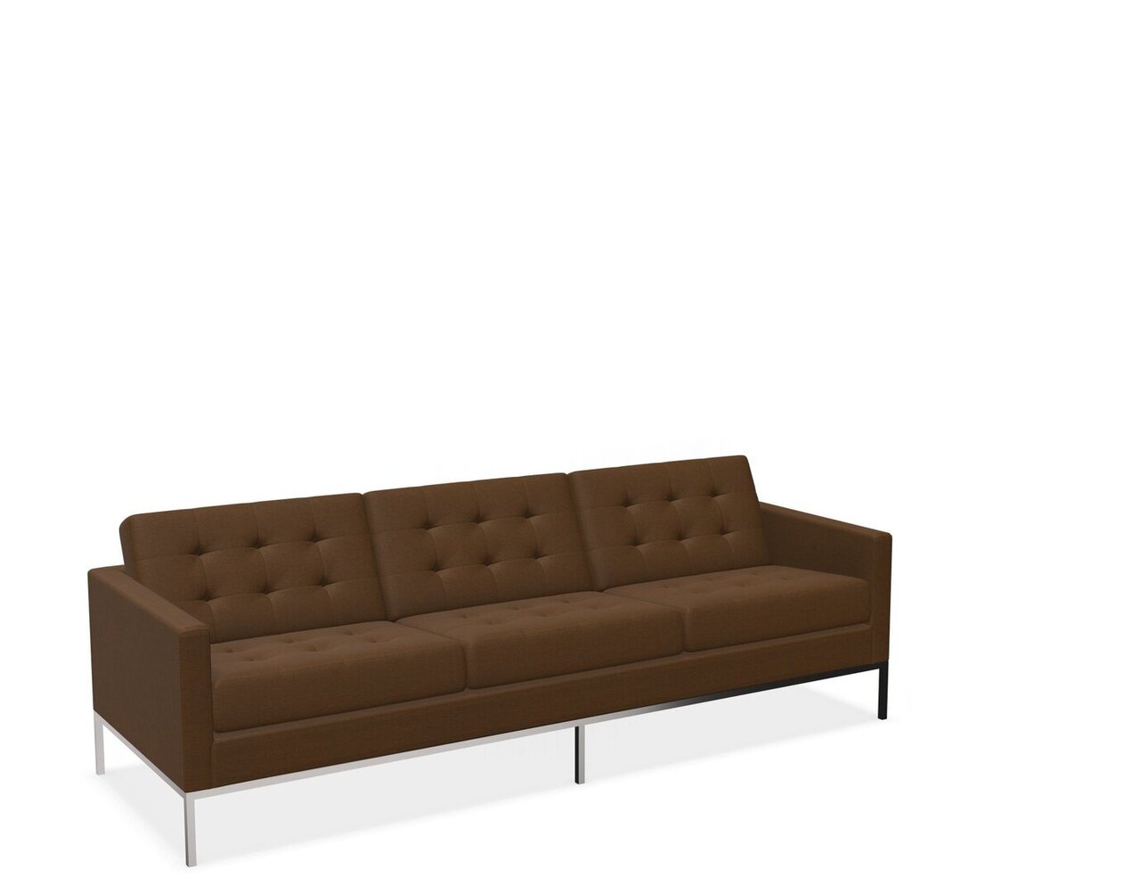 Knoll Florence Knoll Kollektion - Relax 3-Sitzer Sofa - Gestell hochglanzverchromt - Tonus Medium Brown