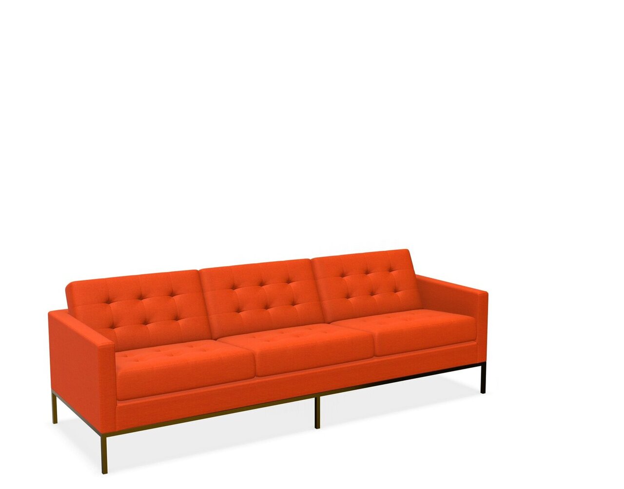 Knoll Florence Knoll Kollektion - Relax 3-Sitzer Sofa - Gestell lackiert, Farbe bronze - Tonus Orange 