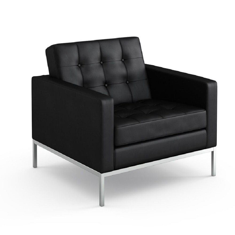 Knoll Florence Knoll Kollektion - Relax Sessel - Gestell hochglanzverchromt - Leder Volo Black