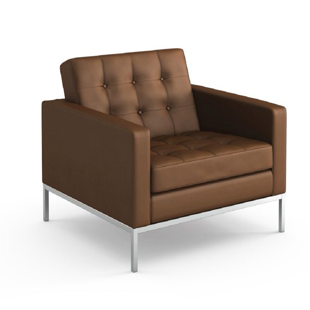 Knoll Florence Knoll Kollektion - Relax Sessel - Gestell hochglanzverchromt - Leder Volo Coffee Bean