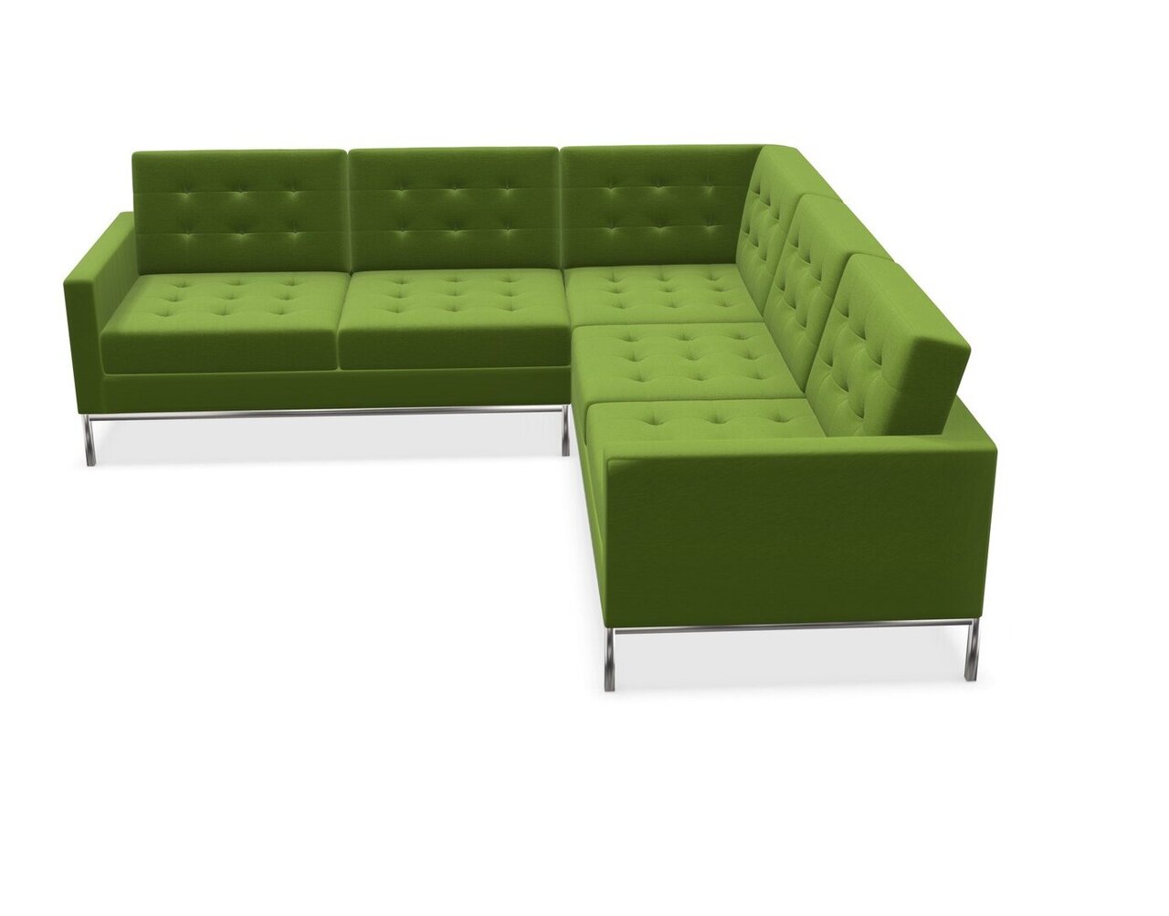Knoll Florence Knoll Kollektion - Relax 5-Sitzer Sofa - Gestell hochglanzverchromt  - Tonus-Pistachio-Green