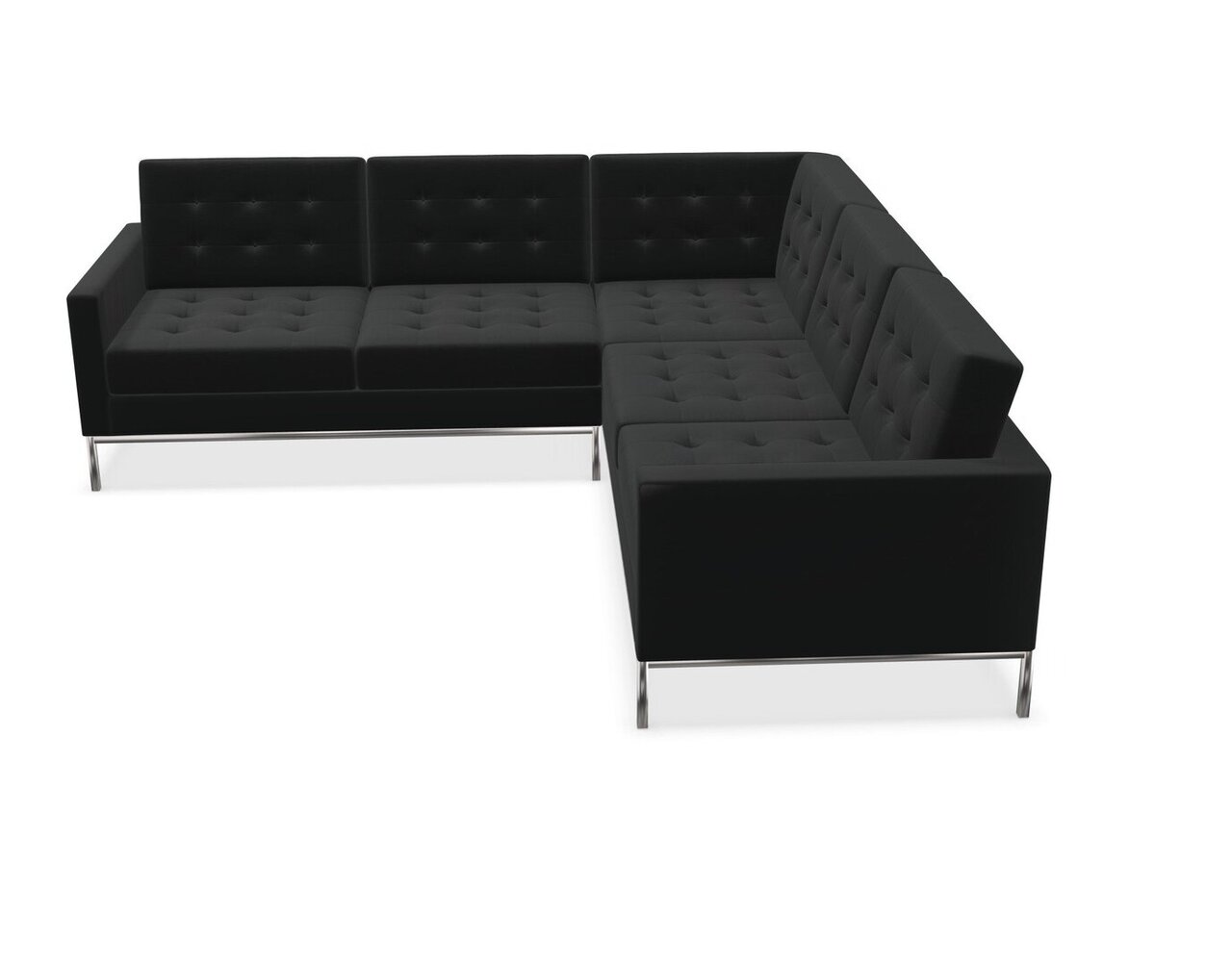 Knoll Florence Knoll Kollektion - Relax 5-Sitzer Sofa - Gestell hochglanzverchromt - Tonus Black 