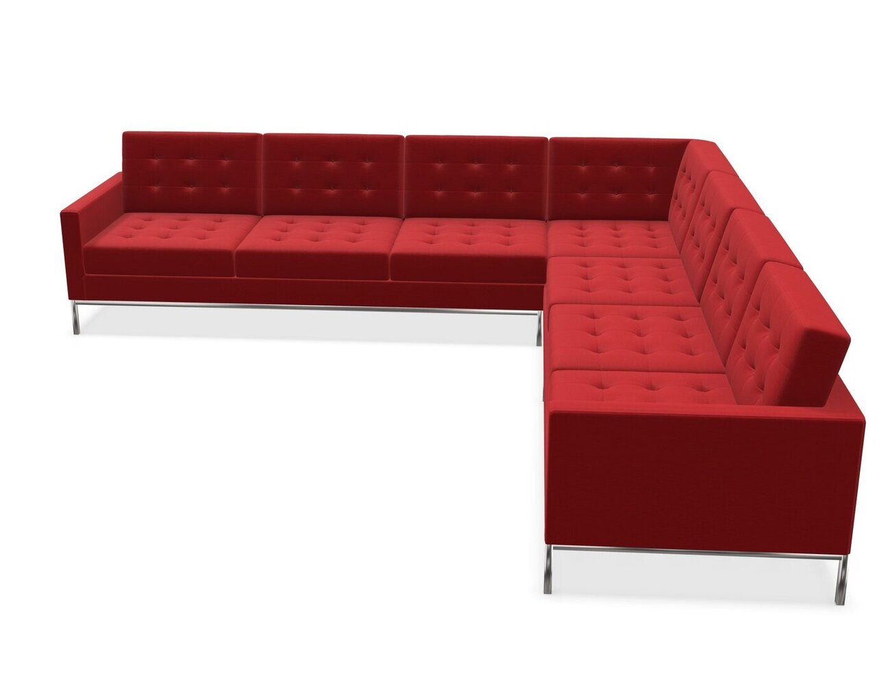 Knoll Florence Knoll Kollektion - Relax 7-Sitzer Sofa - Gestell hochglanzverchromt - Tonus Bright Red